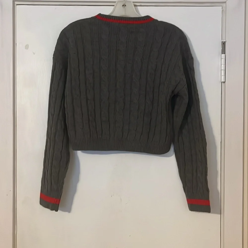 Miu Miu Wool Women’s Grey Red Cropped Sweater Size Small